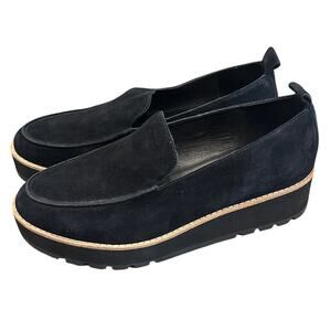 Eileen Fisher Black Ells Suede Loafer Wedge Sz 9 Minimalist Staple Quiet Luxury